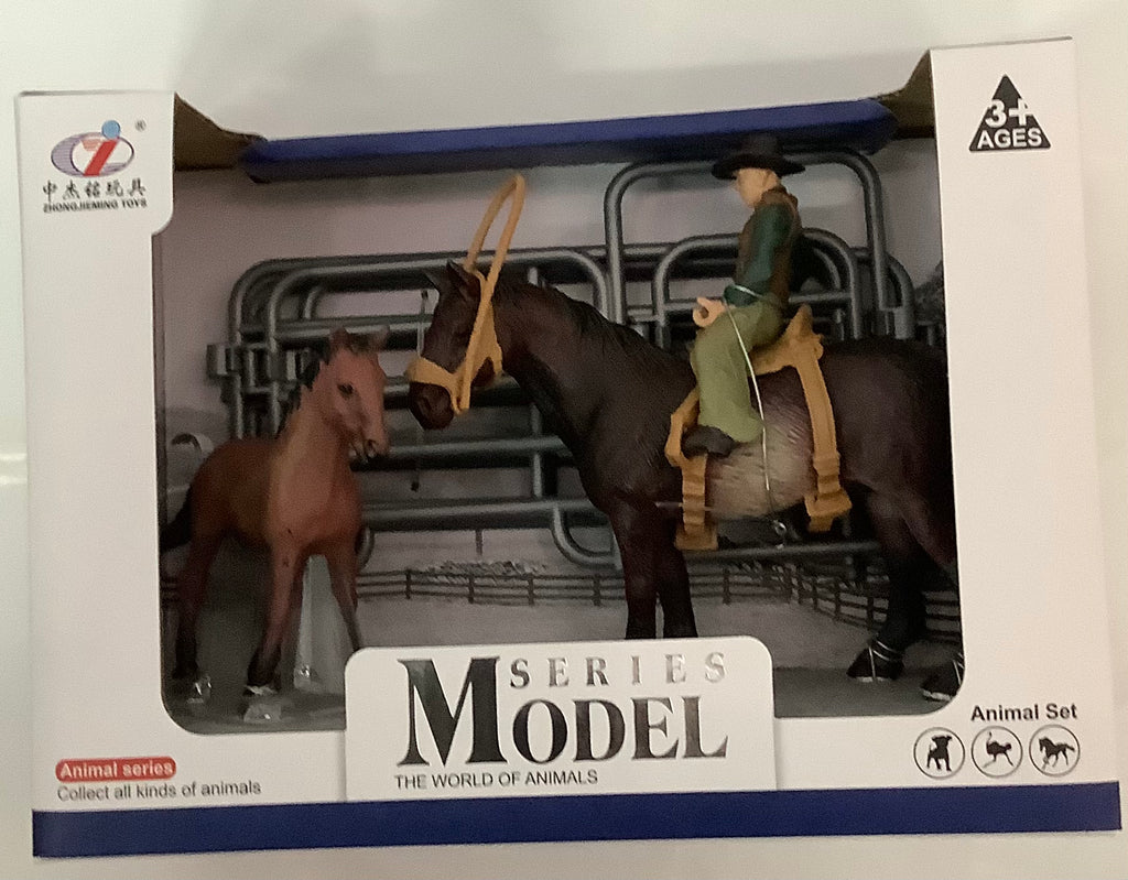 FARM ANIMALS COWBOY W HORSE & FOAL SET