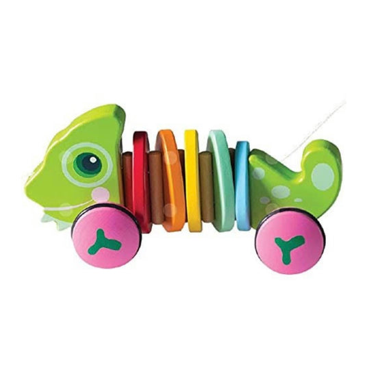 WOODEN PULL ALONG ANIMAL GECKO