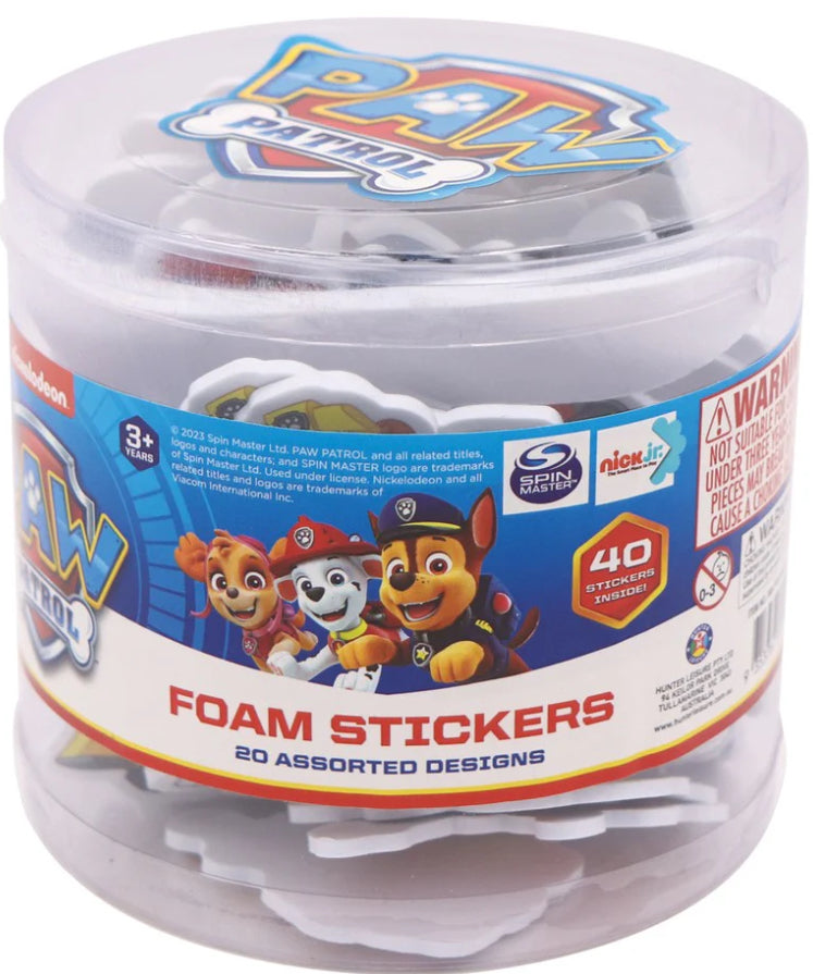 PAW PATROL FOAM STICKERS 40PK IN TUBE