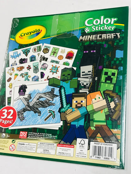 CRAYOLA COLOR & STICKER BOOK MINECRAFT