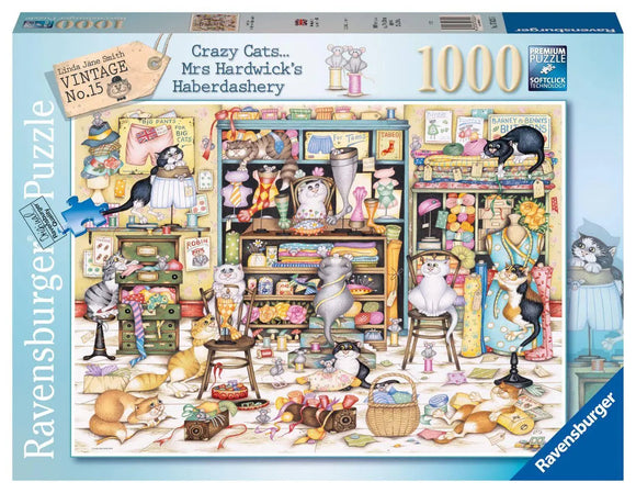 PUZZLE 1000PC CRAZY CATS HABERDASHERY