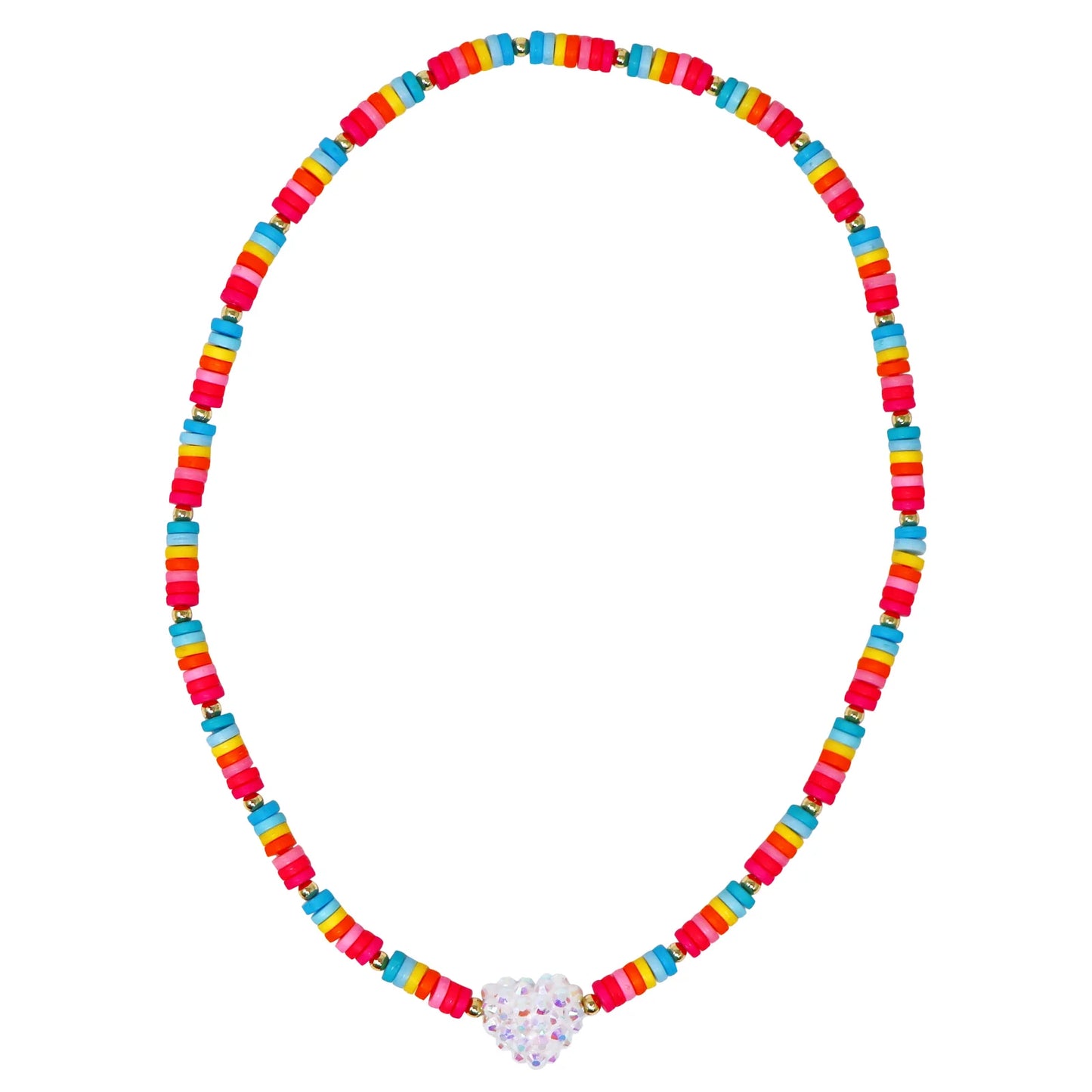 P/POP NCM128 RAINBOW JEWEL HEART NECKLAC