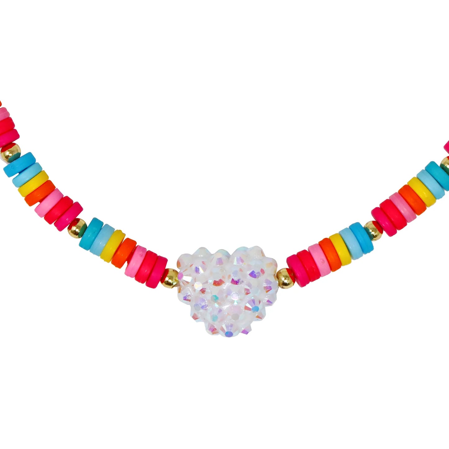 P/POP NCM128 RAINBOW JEWEL HEART NECKLAC