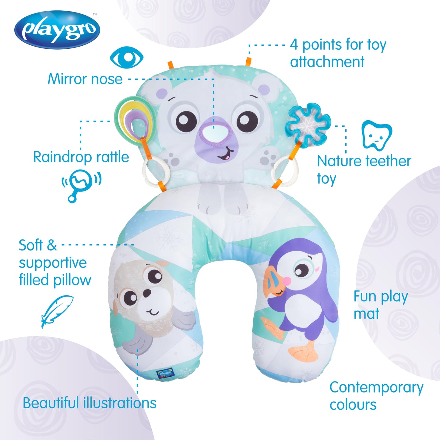 PLAYGRO POLAR PALS TUMMY TIME PILLOW