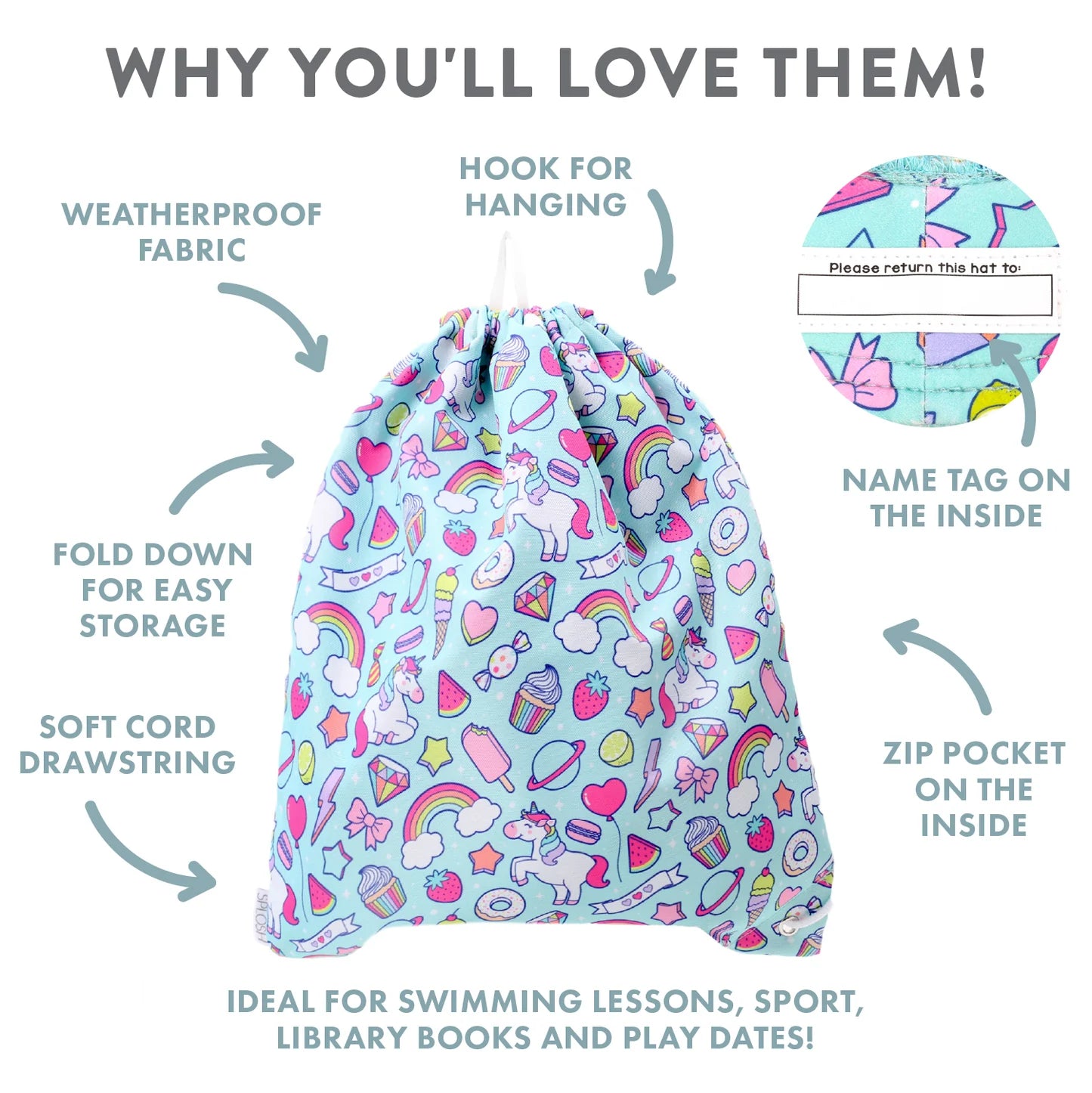 SPLOSH RAINBOW DRAWSTRING BAG