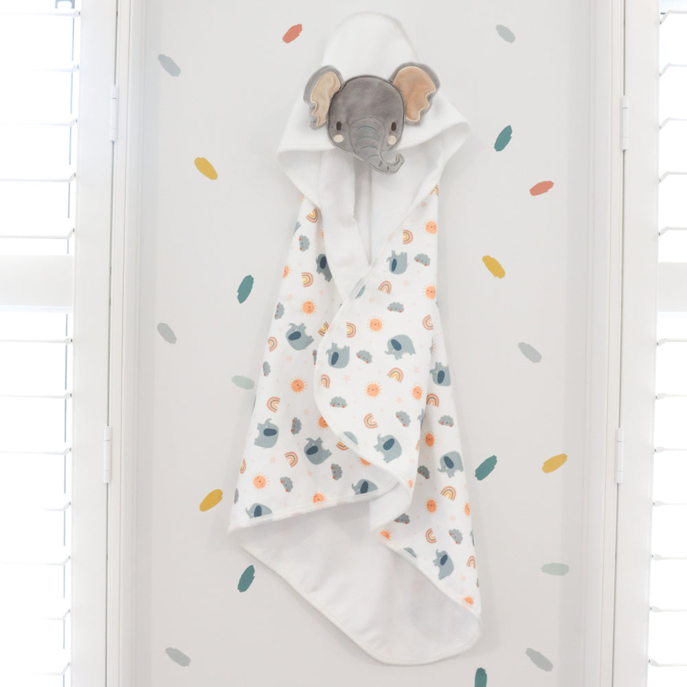 SPLOSH BABY ELEPHANT HOODED TOWEL