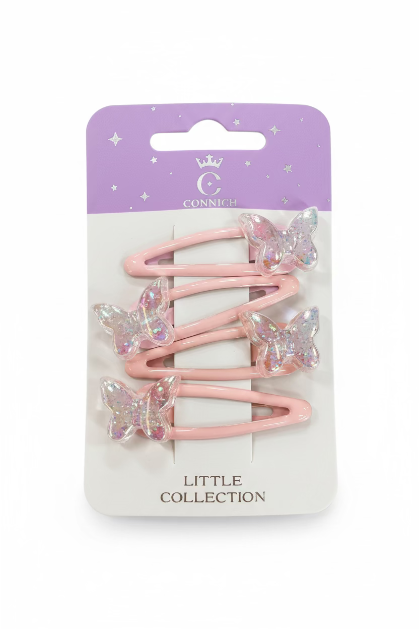 C/NICE HC12021 GLITTER B/FLY SNAP CLIPS