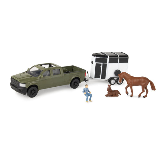 JD 1:32 HORSE & TRAILER SET