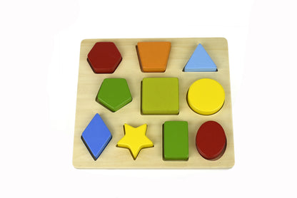 WOODEN COLORS & SHAPES PUZZLE 10PCS