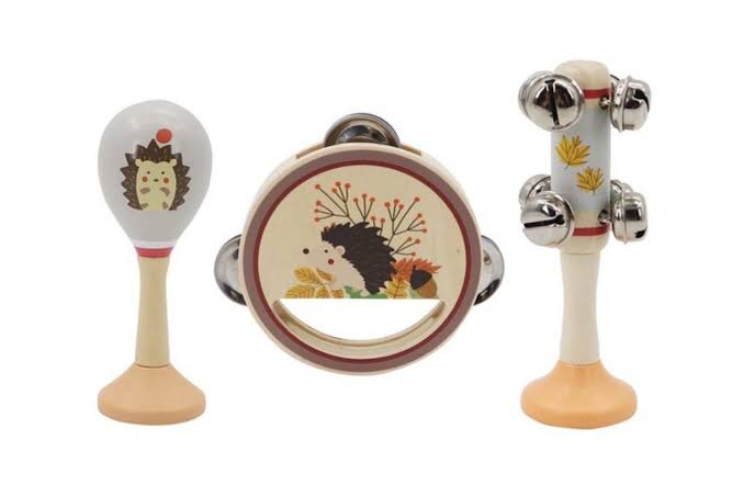 Wooden 3Pc Musical Set Hedgehog