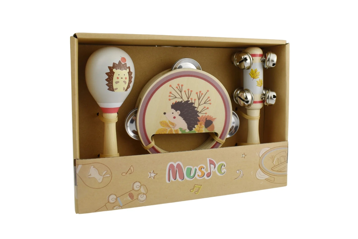 Wooden 3Pc Musical Set Hedgehog