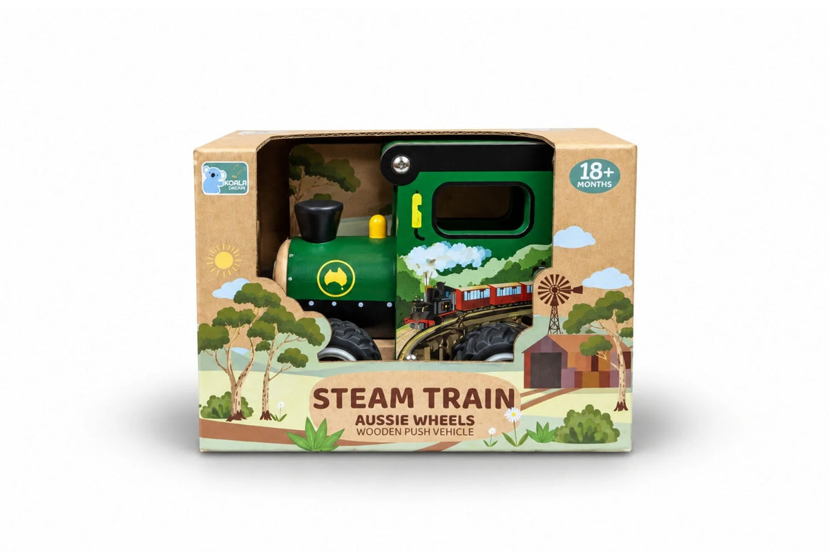 WOODEN AUSSIE WHEELS STEAM TRAIN