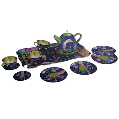 TIN TEA SET TOUCANS