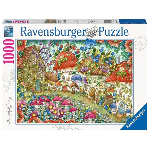 PUZZLE 1000PC FLORAL MUSHROOM HOUSES