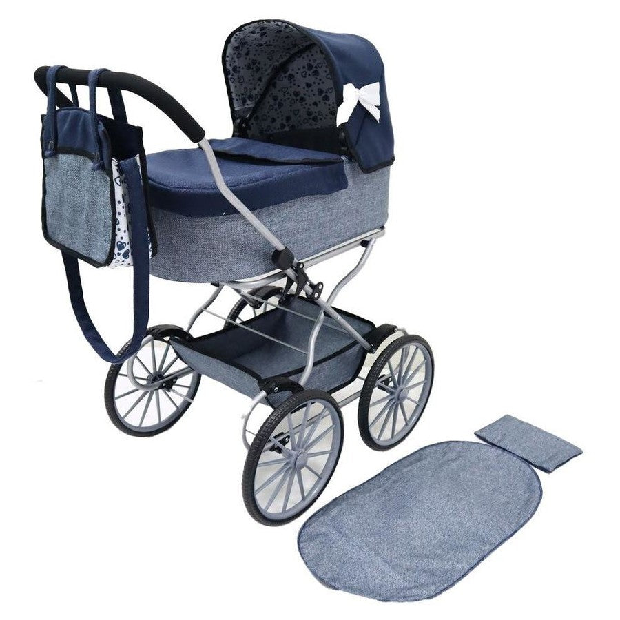 BAYER DOLL PRAM CLASSIC DENIM W BOW
