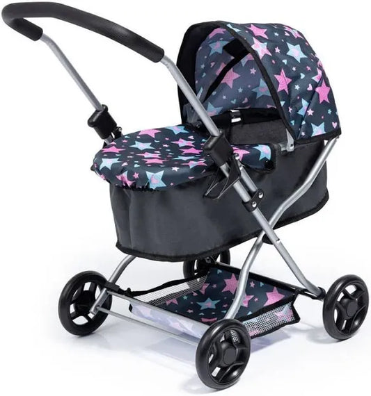 BAYER GO PETITE DOLL PRAM NAVY W STARS