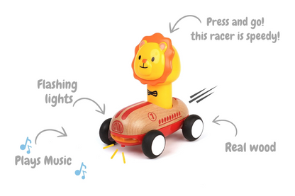 WOODEN PRESS GO RACER L&S LION