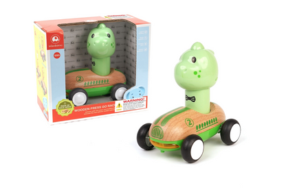 WOODEN PRESS GO RACER L&S DINOSAUR