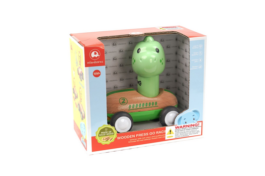 WOODEN PRESS GO RACER L&S DINOSAUR