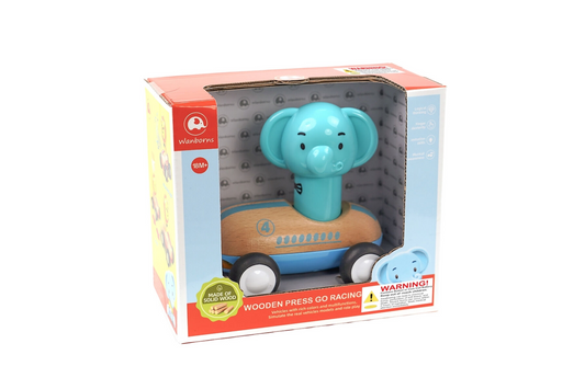 WOODEN PRESS GO RACER L&S ELEPHANT