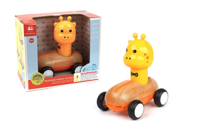 WOODEN PRESS GO RACER L&S GIRAFFE