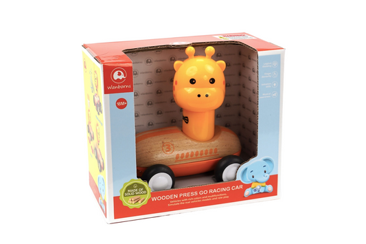 WOODEN PRESS GO RACER L&S GIRAFFE