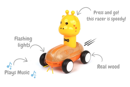 WOODEN PRESS GO RACER L&S GIRAFFE