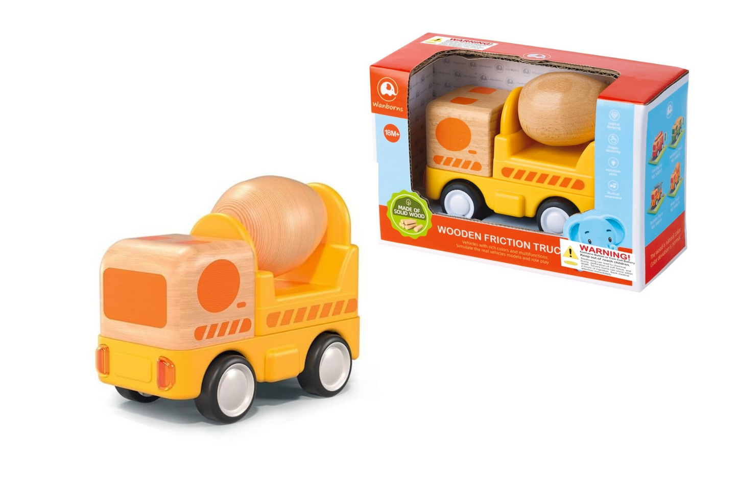 WOODEN FRICTION L&S CONCRETE TRUCK