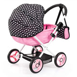 BAYER TRENDY DOLL PRAM PNK/BLK HOOD BOW