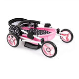 BAYER TRENDY DOLL PRAM PNK/BLK HOOD BOW