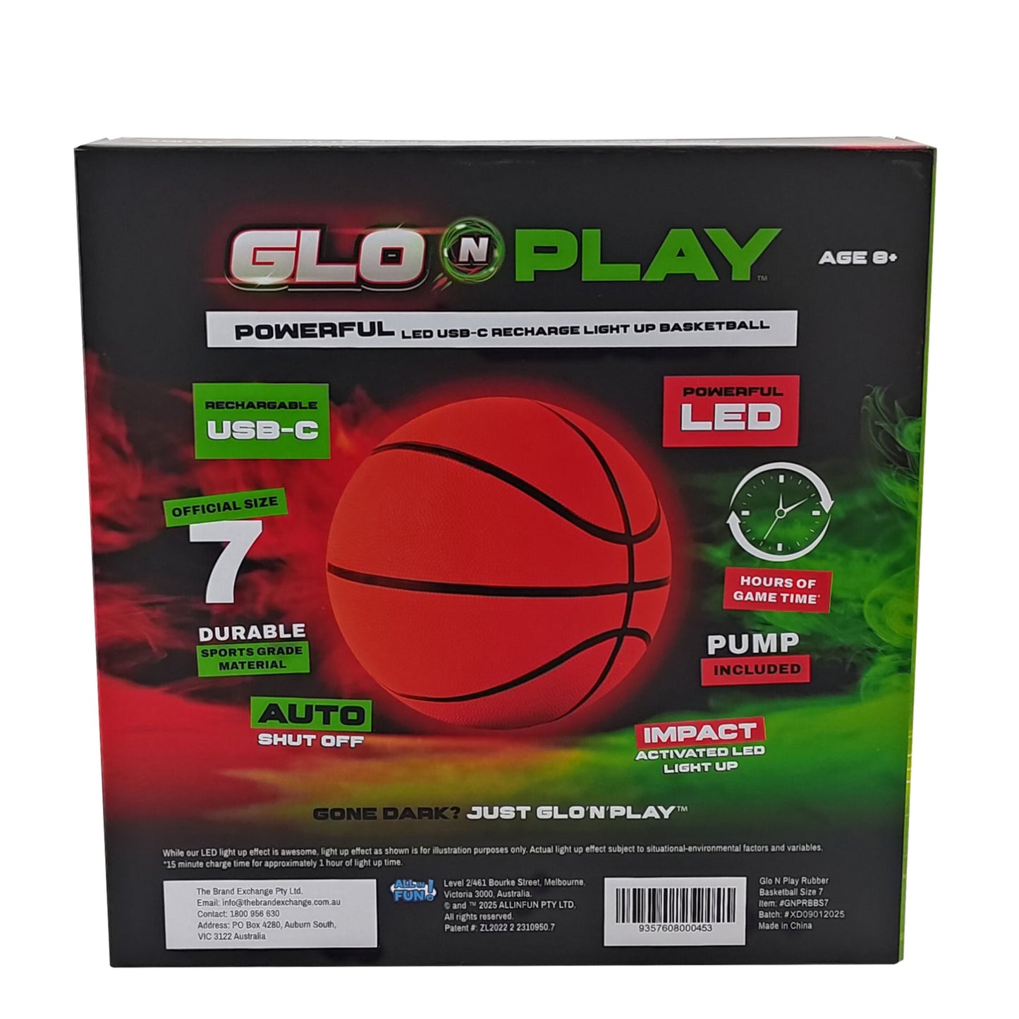 GLO PLAY LED RUBBER BASKETBALL S7 ORANGE