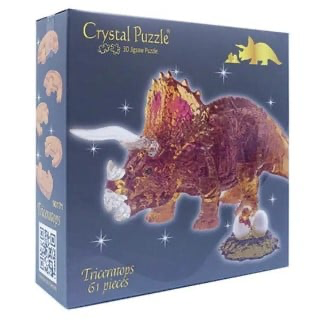 PUZZLE 3D CRYSTAL TRICERATOPS BROWN