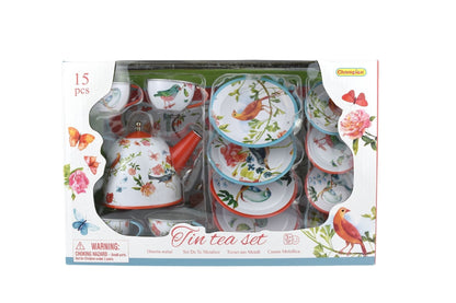 TEA SET TIN GARDEN BIRDS 15PCS