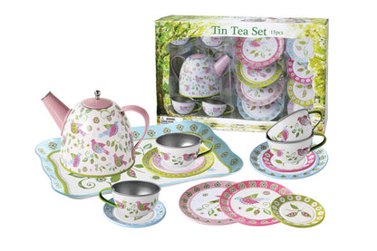 TEA SET TIN BIRD DESIGN 15PCS