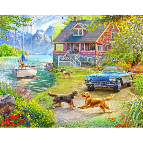 PUZZLE 1000PC ROAD LESS TRAV LAKE HOUSE