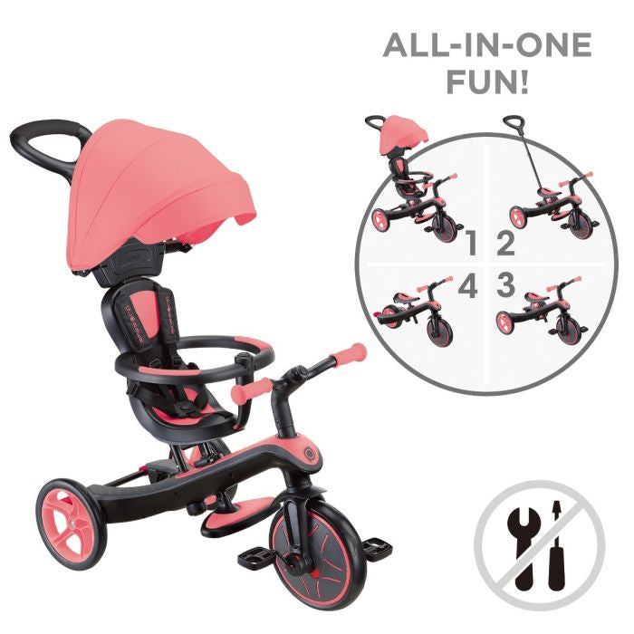 TRIKE GLOBBER EXPLORER 4 IN 1 CORAL PK