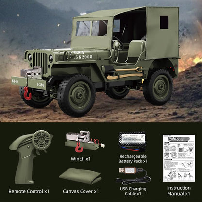 R/C 1:10 WILLY JEEP 4WD MILITARY W WINCH