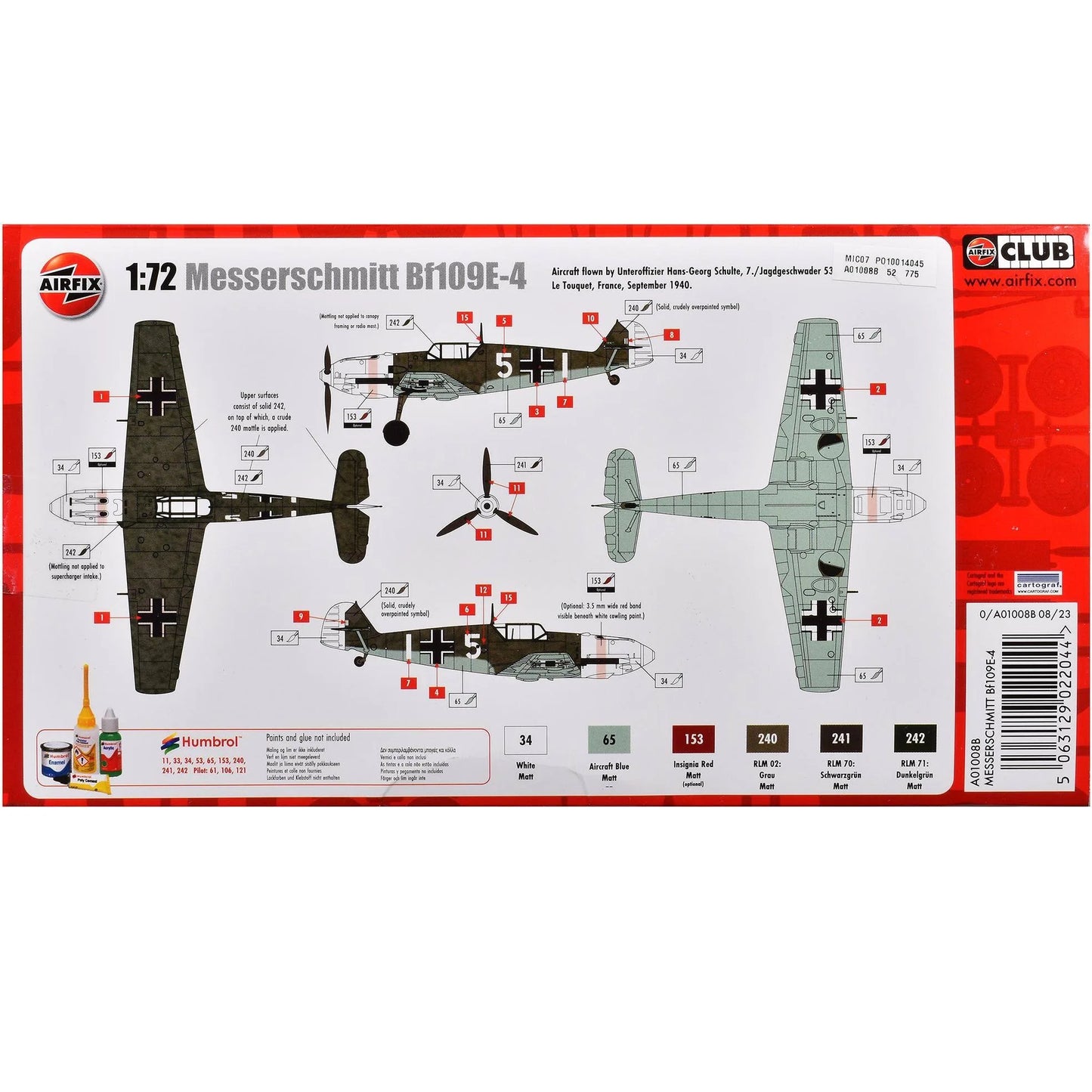 AIRFIX 1:72 MESSERSCHMITT BF109E-4