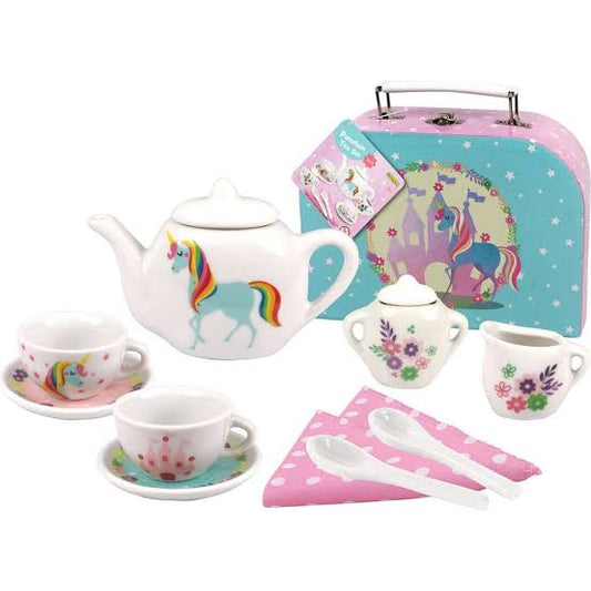 TEA SET PORCELAIN 13PC IN CASE UNICORN