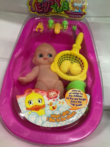 DOLL BABY BATH TUB SET AST