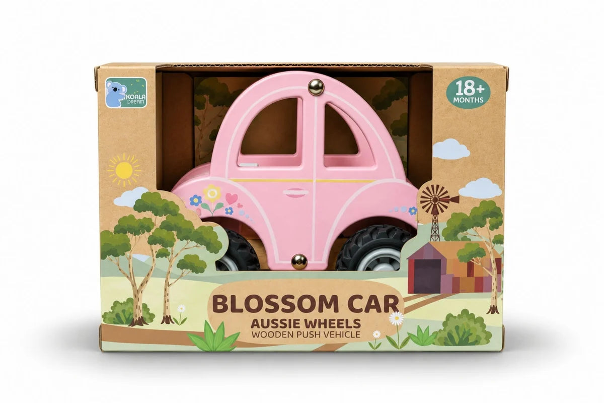 WOODEN AUSSIE WHEELS BLOSSOM CAR