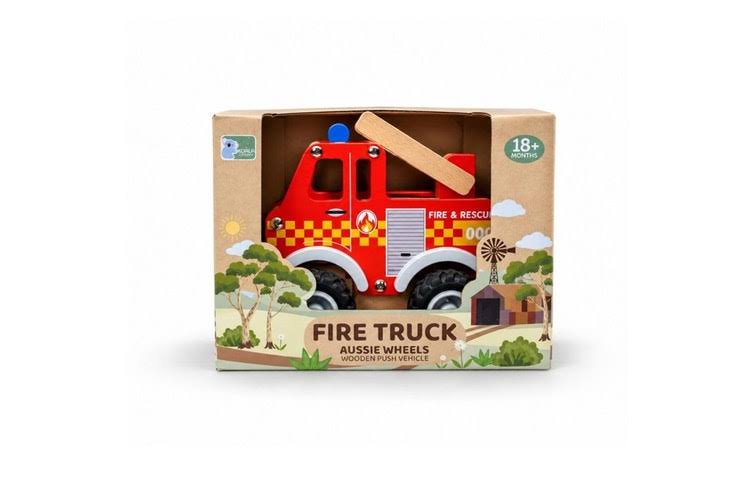WOODEN AUSSIE WHEELS FIRE TRUCK