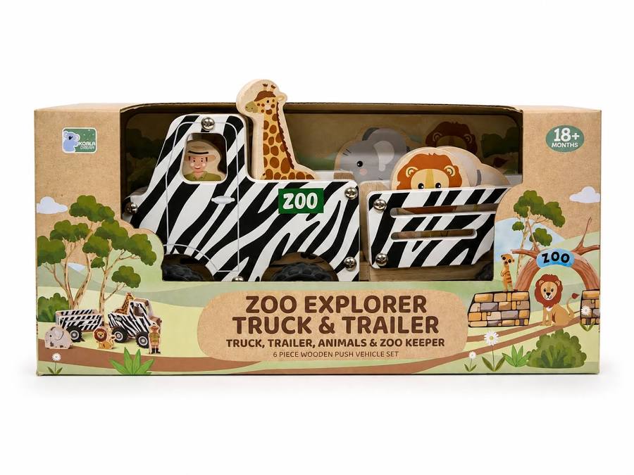 WOODEN BUSH BUDDIES ZOO EXPLORER TRUCK