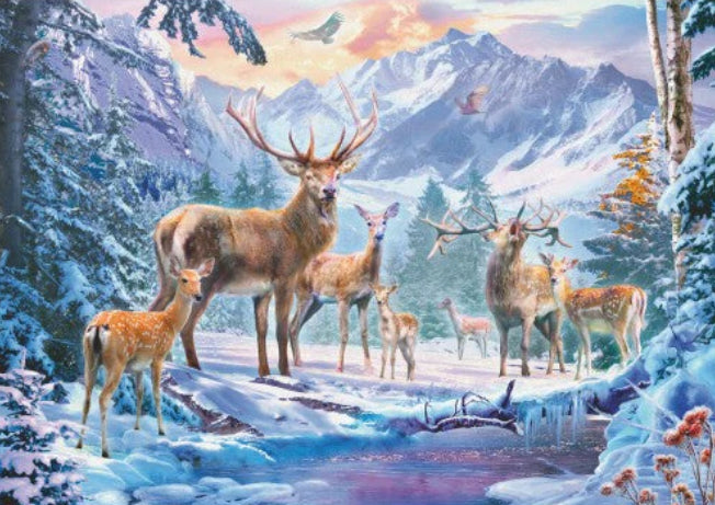 PUZZLE 1000PC DEER AND STAGS IN WINTER