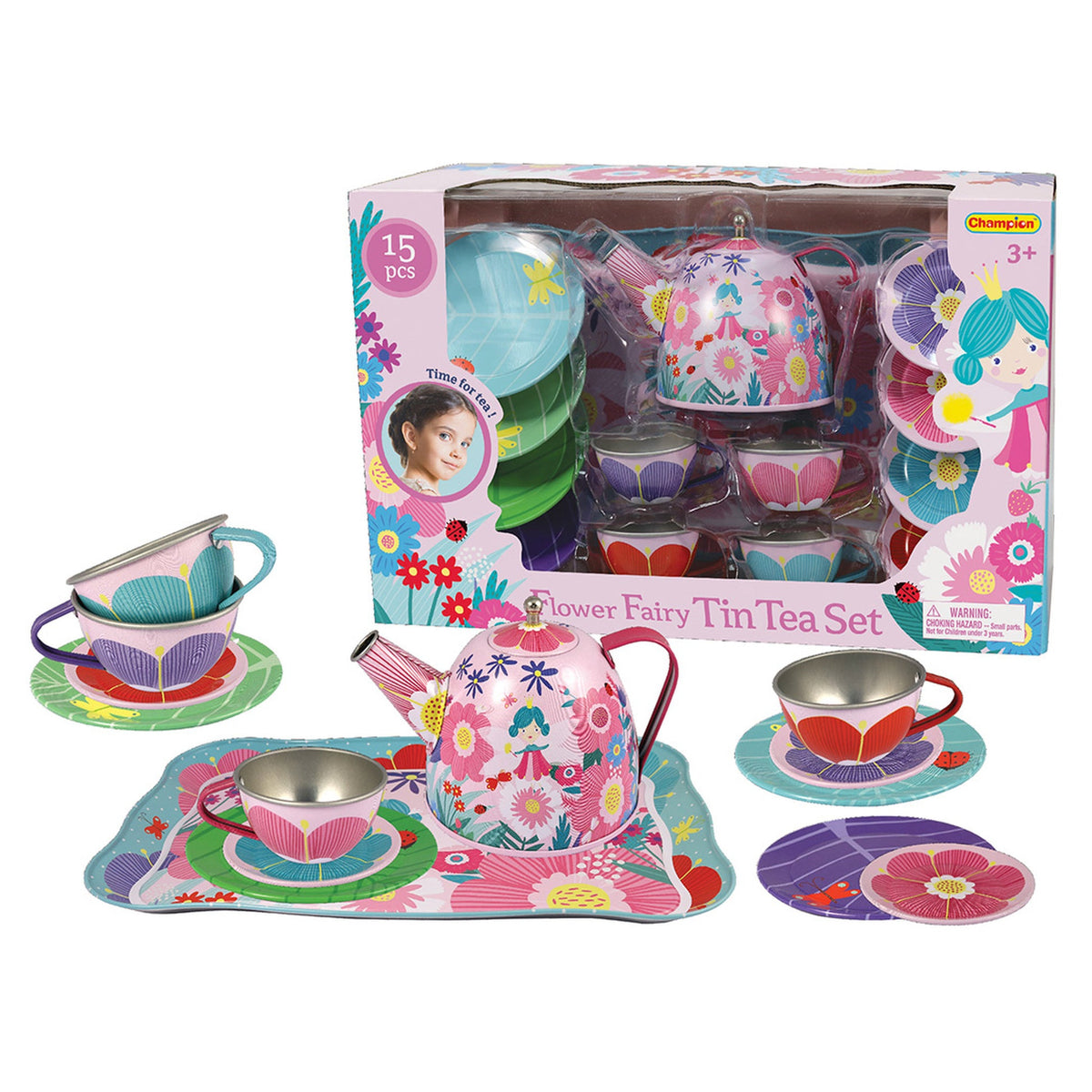 TEA SET TIN FLOWER FAIRY 15PC