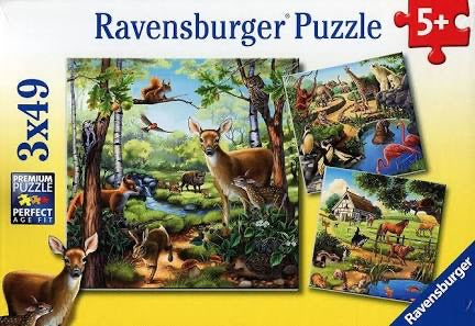 Puzzle 3X49Pc Forest Zoo & Pets