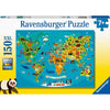 PUZZLE 150PC ANIMAL WORLD MAP