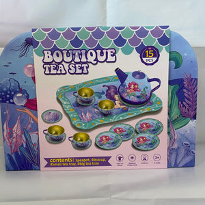 TIN TEA SET IN CASE MERMAID