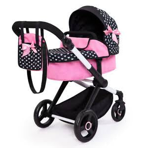 BAYER XEO COMPACT DOLL PRAM PNK/W HEART