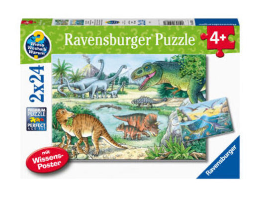 PUZZLE 2X24PC DINOSAURS OF LAND & SEA